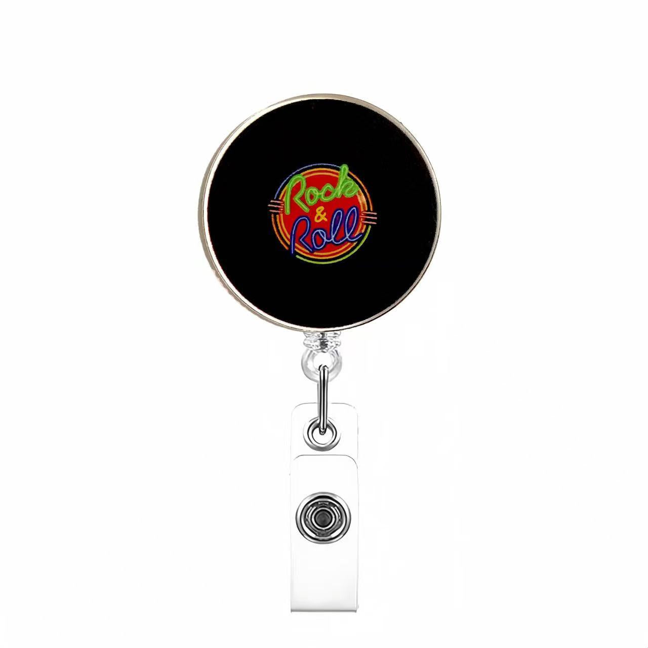 Wholesale Retro style acrylic name tag with telescopic buckle Badge Reels