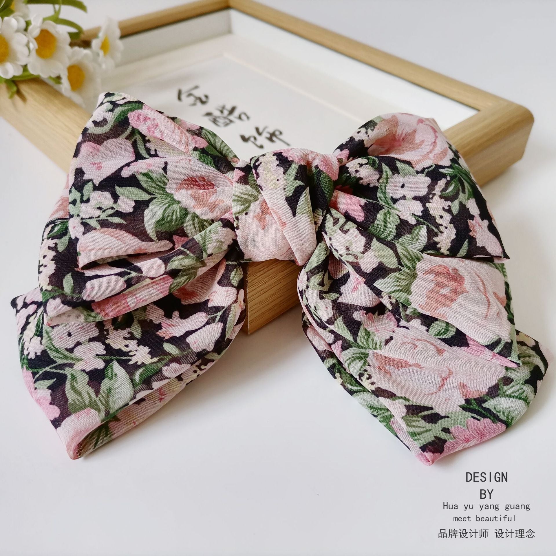 Wholesale Large Bow Chiffon Floral Head Clip