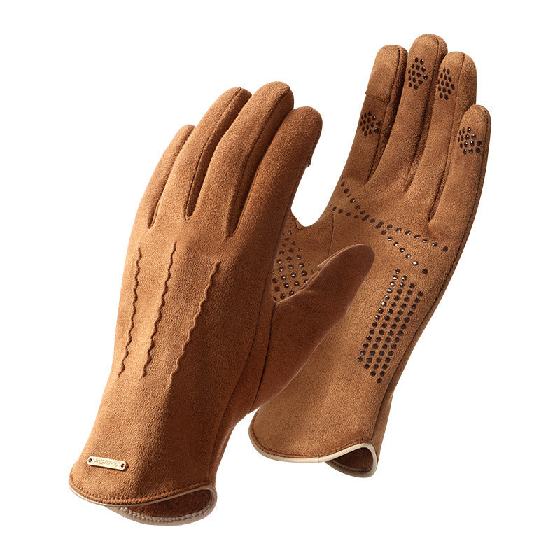 Wholesale Autumn and Winter Suede Outdoor Cycling Thickened Warm Gloves
