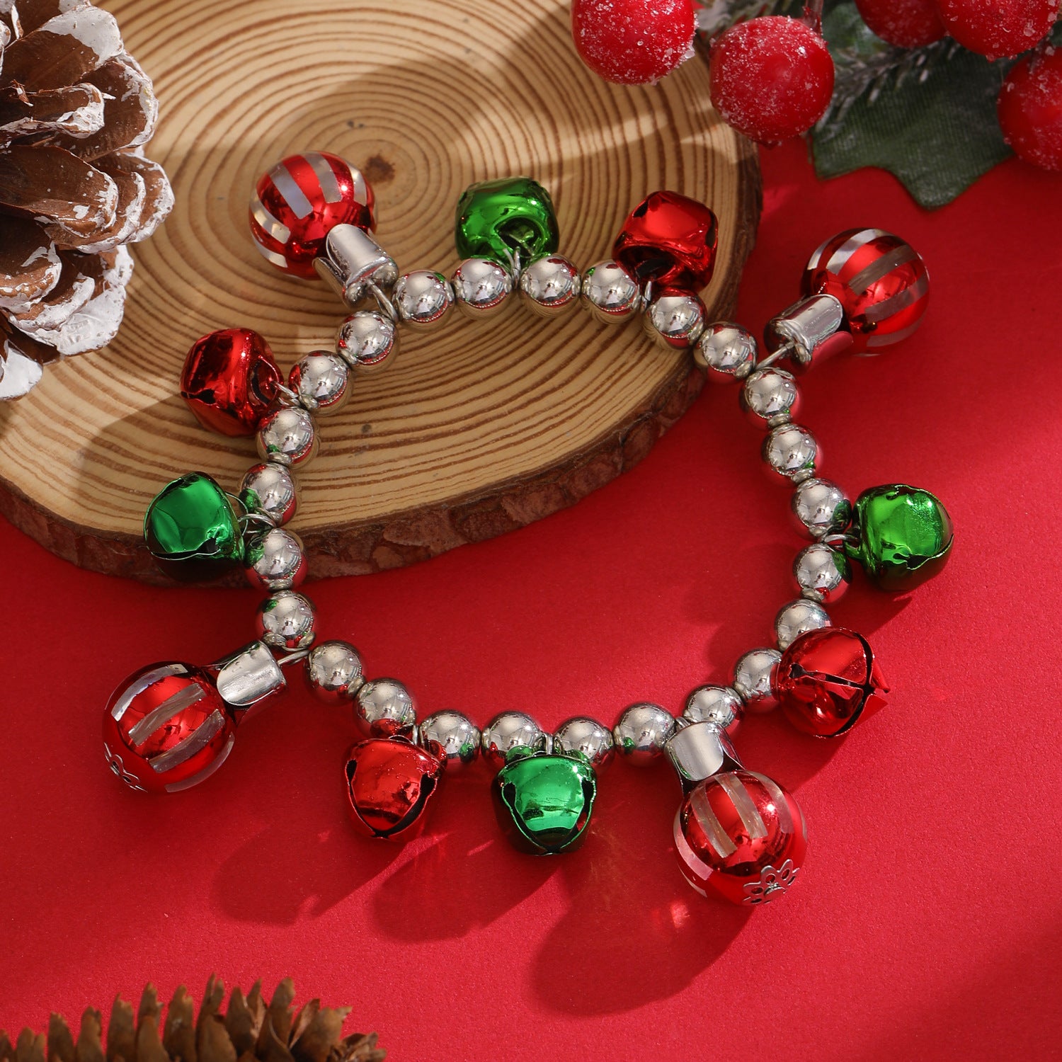 Wholesale Christmas colorful bell bracelet necklace