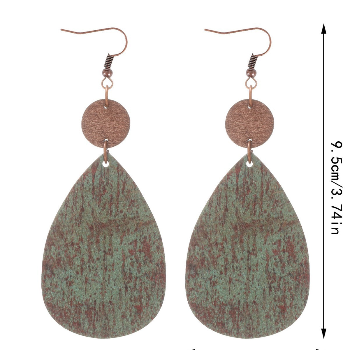 Wholesale Western style sunflower cow pattern farm retro wood grain wood chip thin Earrings