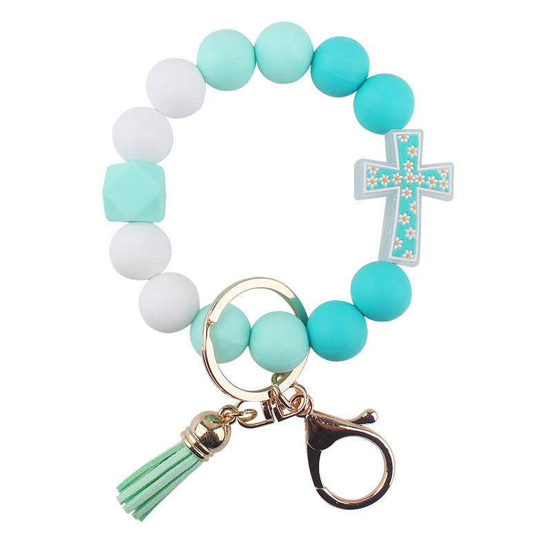 Wholesale Cartoon Cross Silicone Bracelet Keychain