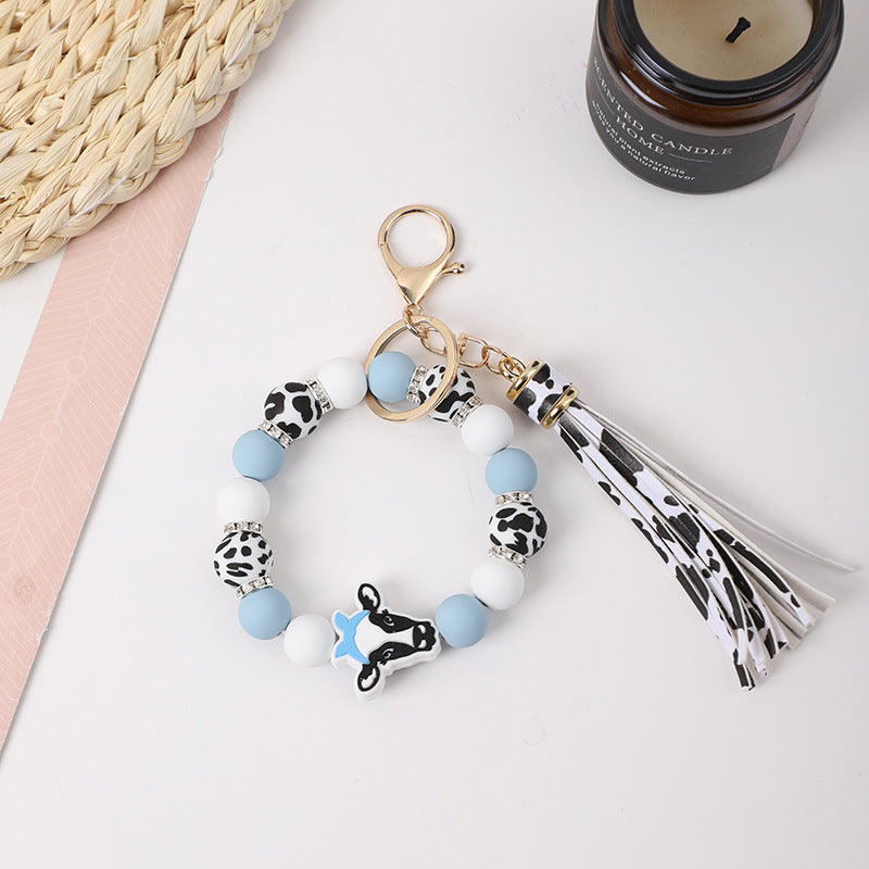 Llavero de muñeca de silicona de borla al por mayor