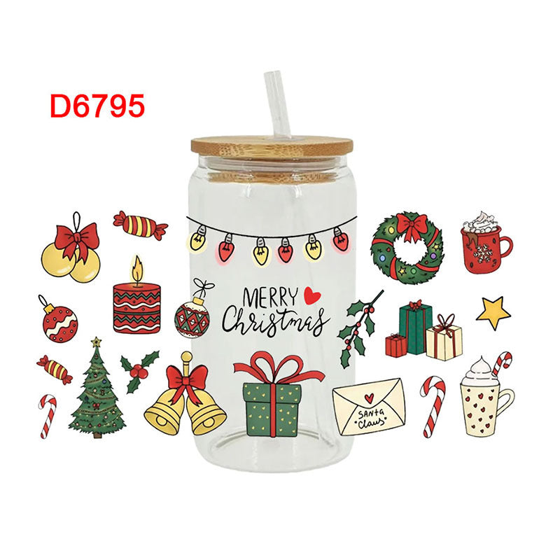 Wholesale Colorful Christmas Series 16oz Cup UV DTF Wraps