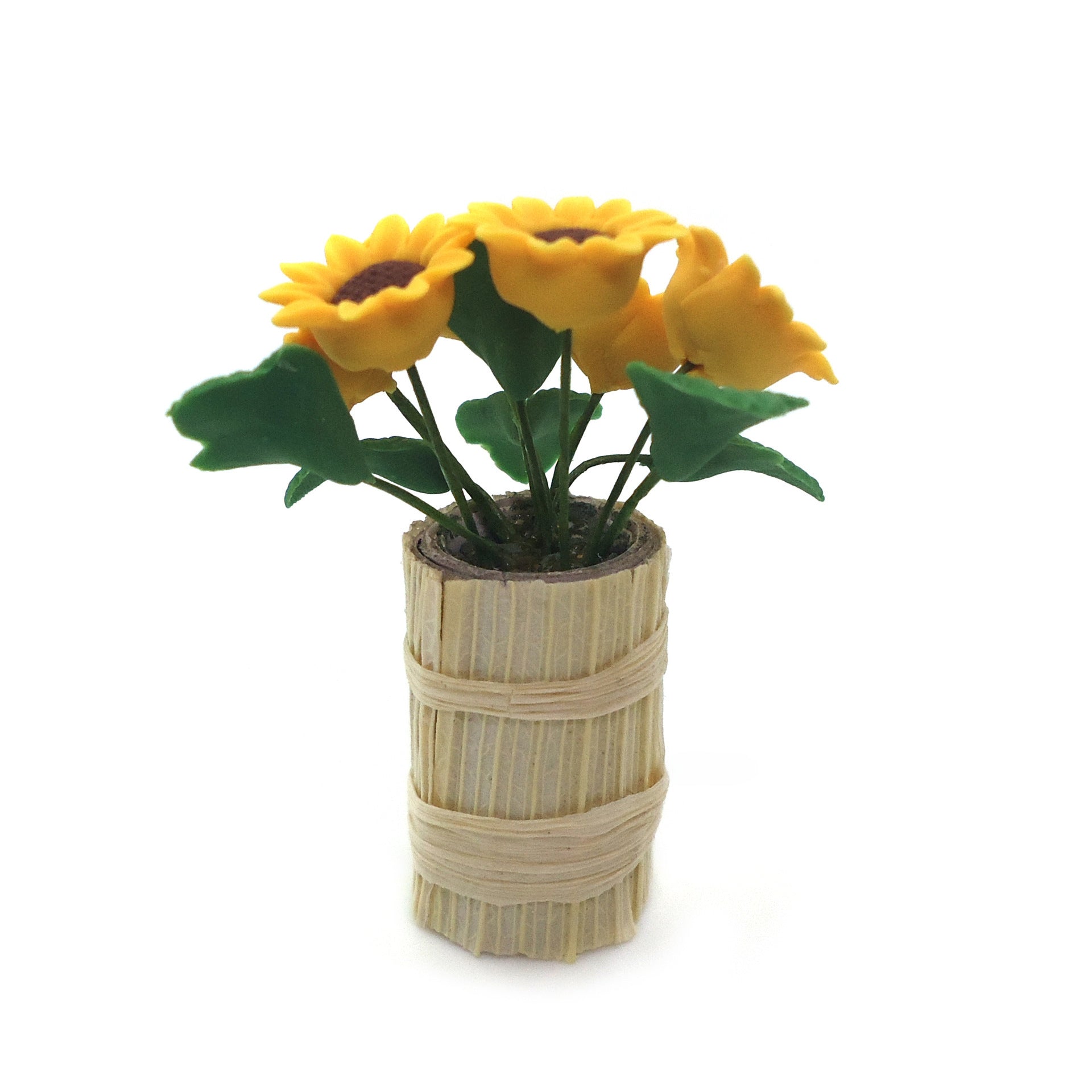 Wholesale 1:12 dollhouse accessories dollhouse simulation mini clay flower craft pot sunflower flower 6 models