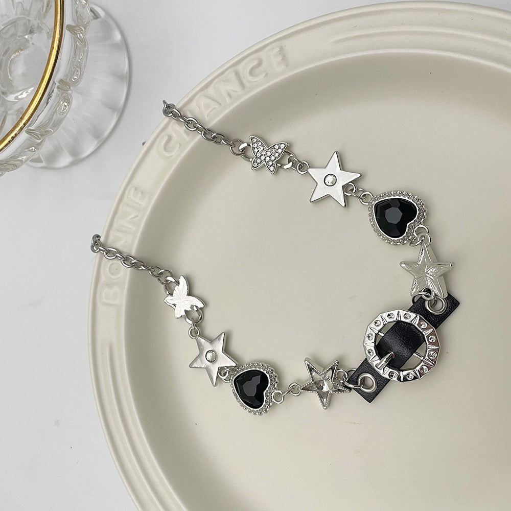 Wholesale Black Diamond Punk Spice Girl Subculture Titanium Steel Necklaces