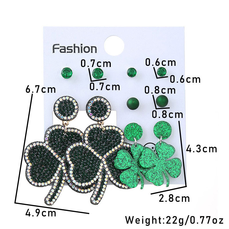 Wholesale Green shamrock St.  Patrick' s Day Acrylic Earrings