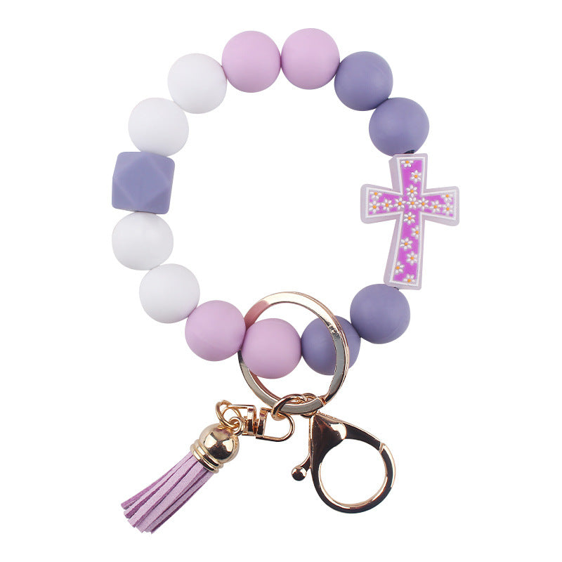 Wholesale Cartoon Cross Silicone Bracelet Keychain