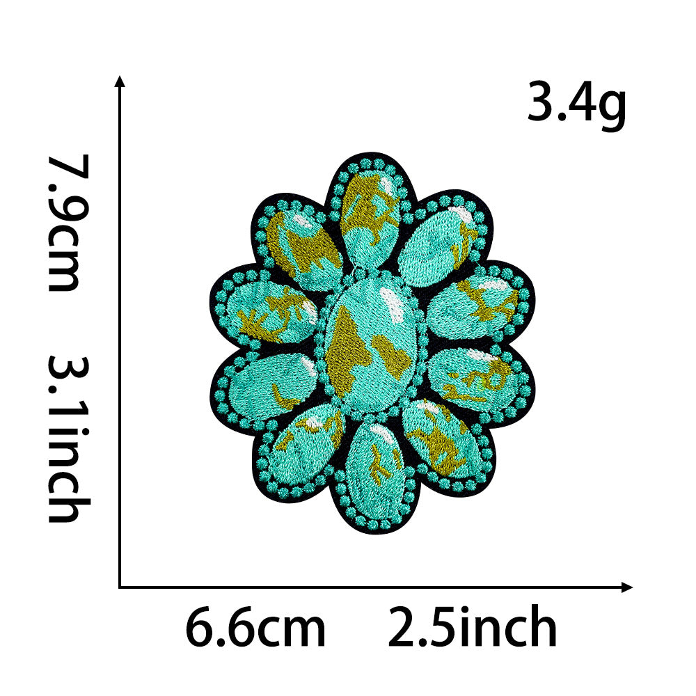 Wholesale Turquoise series bow and spade perfume embroidery DIY Patches