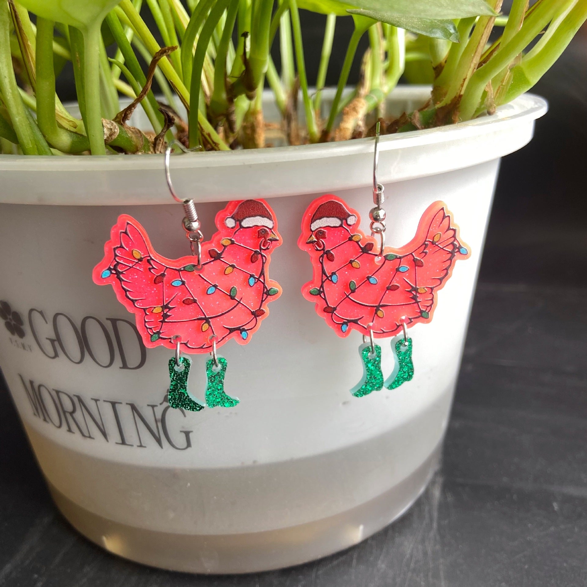 Wholesale Christmas colorful rooster earrings