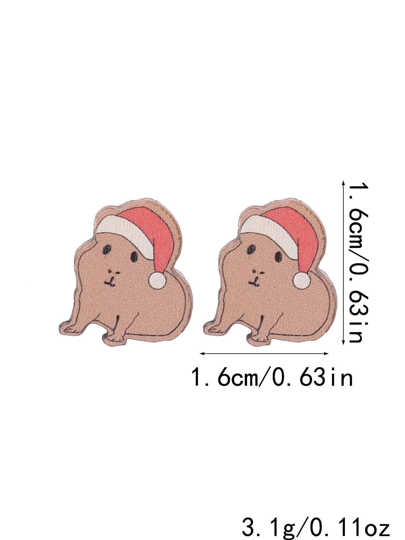 Wholesale Christmas Cute Animal Bear Fox Wooden Vintage Earrings