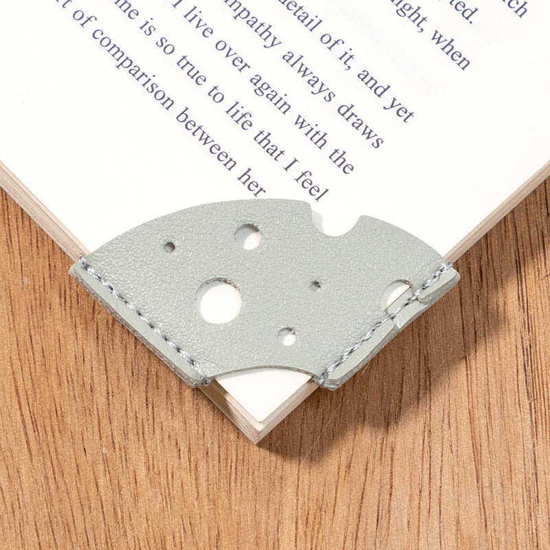Wholesale Creative Leather Bookmark Cheese PU Leather Book Page Holder Solid Color Business Student Book Label