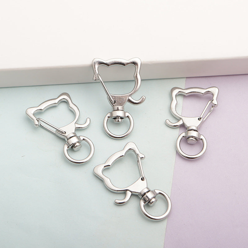 Wholesale shaped keychain metal cat dolphin love five-pointed star cherry blossom shell jewelry accessories diy