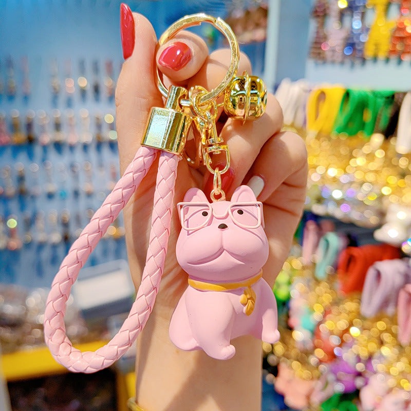 Wholesale Resin Glasses French Fighting Dog Keychains