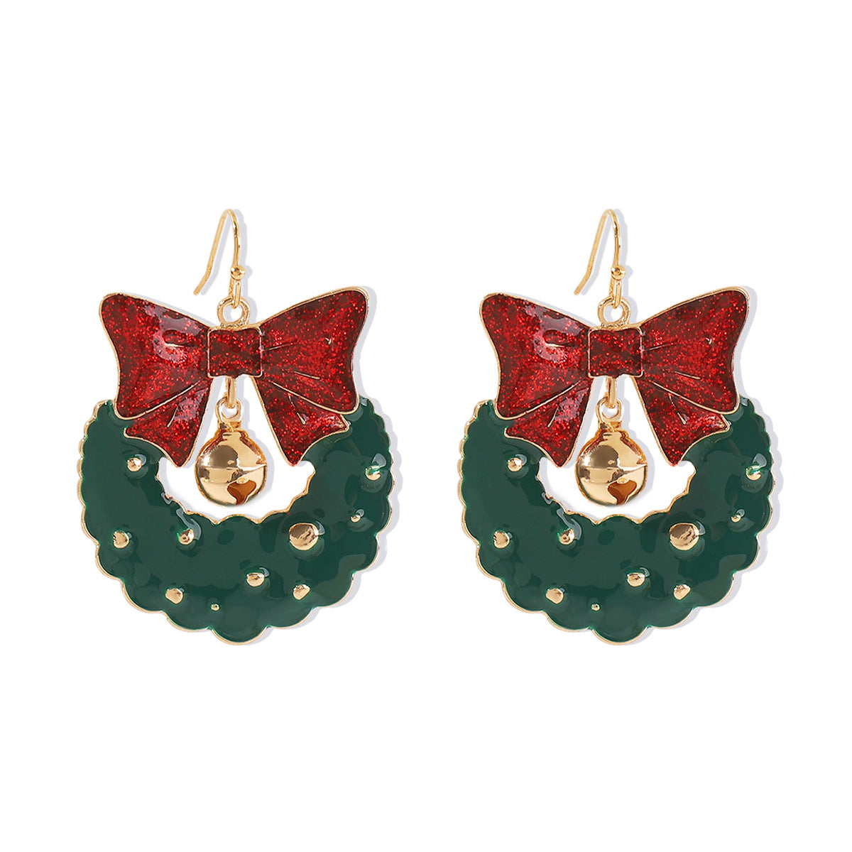 Wholesale Vintage Oil Drop Bow Bell Wreath Earrings