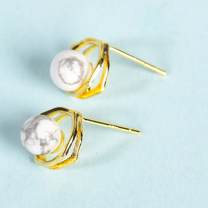 Wholesale Natural Crystal Gravel Square Round Bead Earrings