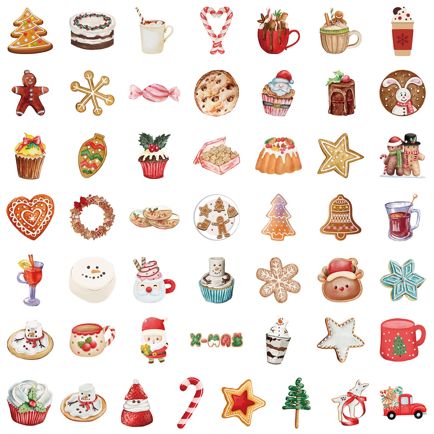 Wholesale 50pcs Christmas Food Series Graffiti Stickers Water Cup  Stickers