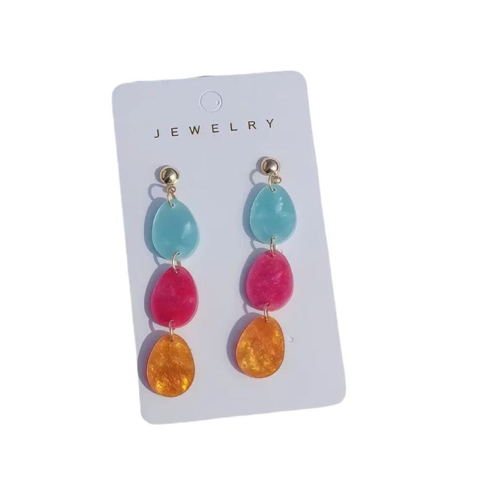 Wholesale  Easter Egg Three-Piece Easter Earrings Acrylic Multi-Color
