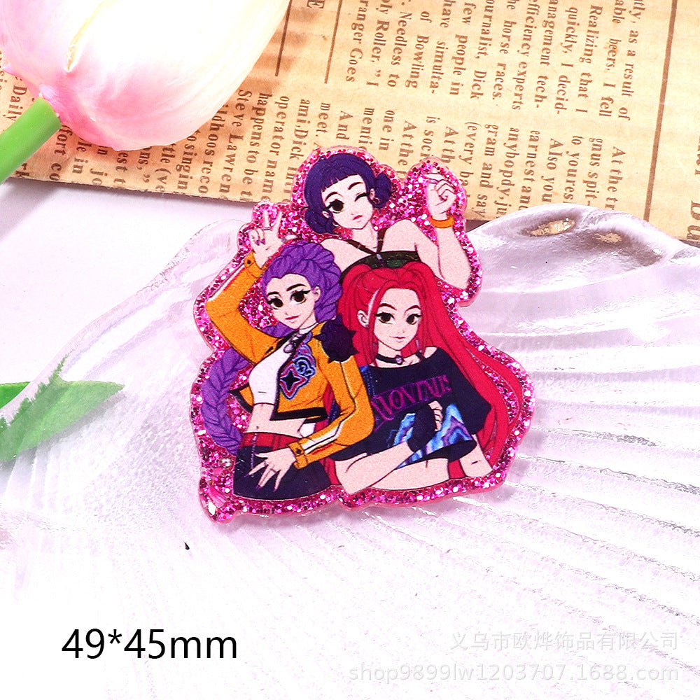 Wholesale 10pcs/ pack Cartoon Girl Cute Acrylic Pin Cute DIY Accessories