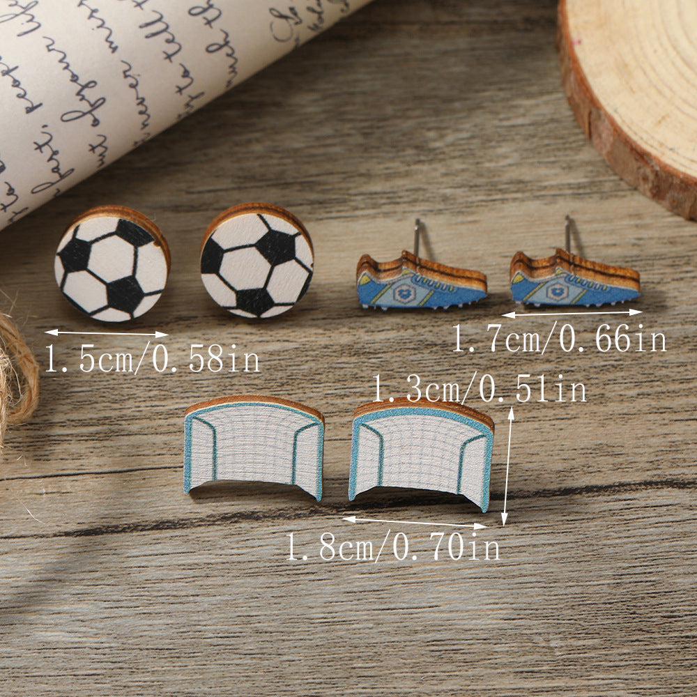 Wholesale Cartoon Football Set Earrings