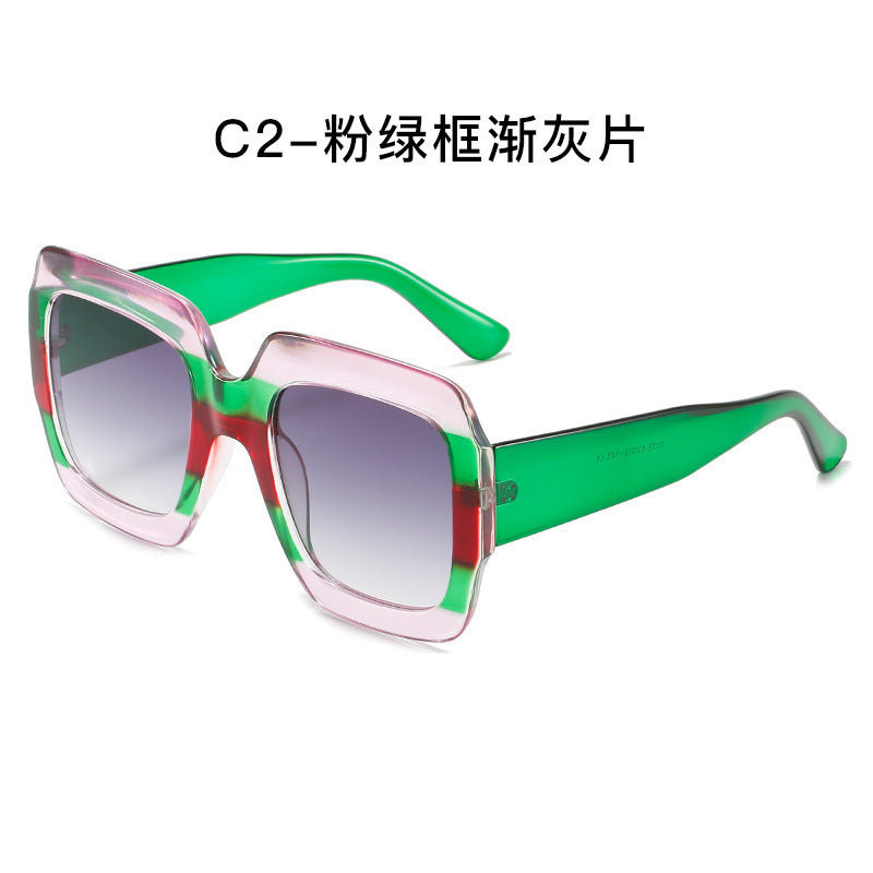 Wholesale Square Thick Frame Color H Style Sunglasses