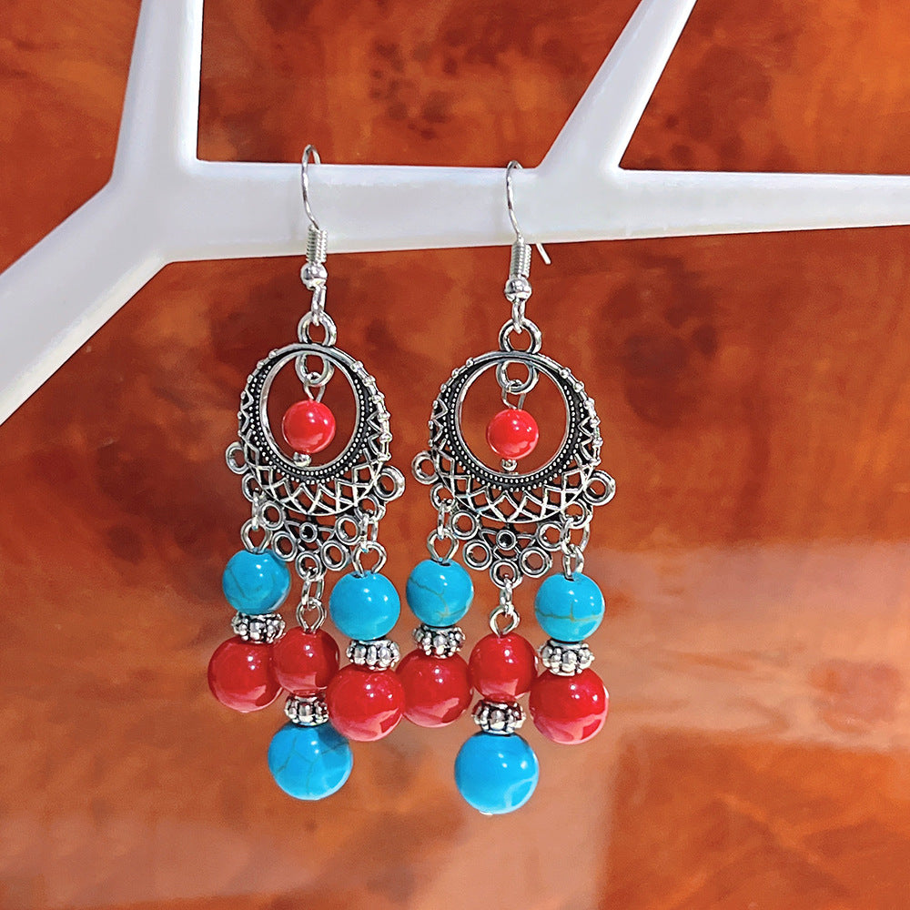 Wholesale Antique Silver Bohemian Earrings Long Metal Earrings