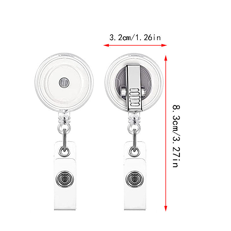 Wholesale 360 degree rotating transparent easy pull buckle rotating Badge Reels Keychains