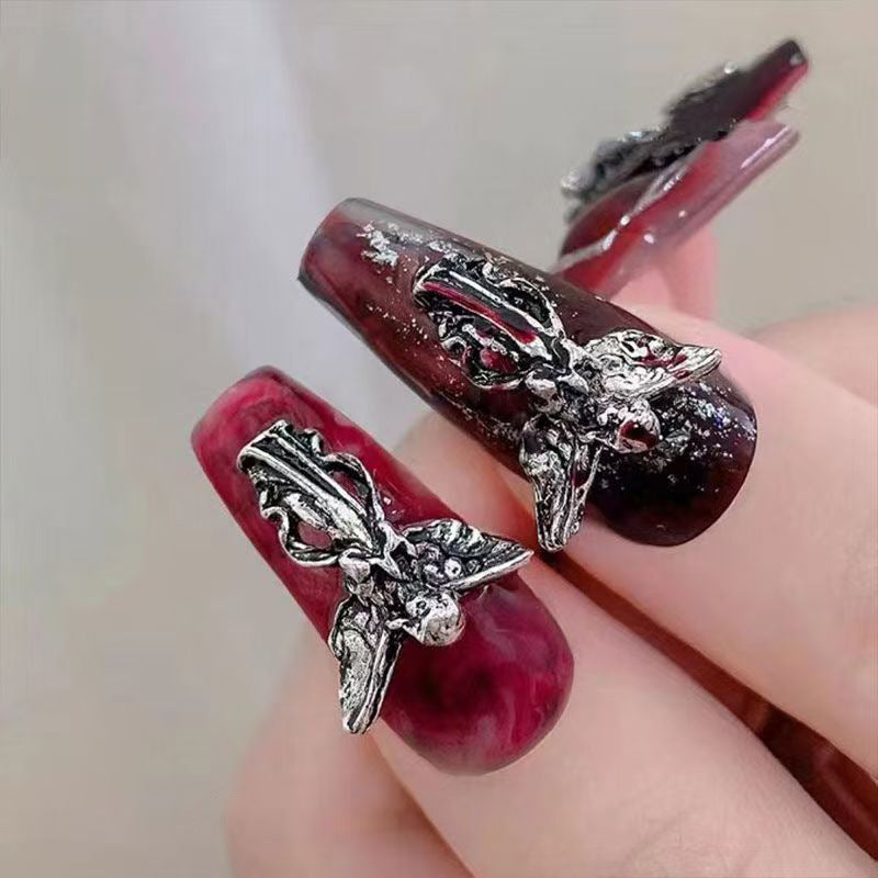 Wholesale Ancient Silver Alloy Angel Skull Nail Art Charms For  Dark Retro Style