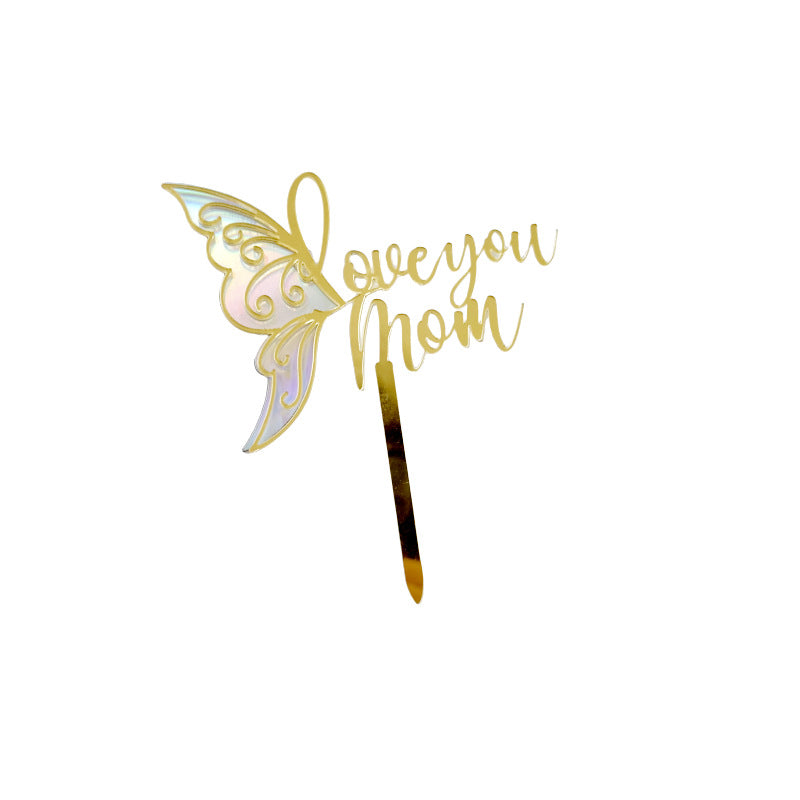 Wholesale10PCS/PACK Mother's Day Fantasy Butterfly Acrylic Cake Decoration