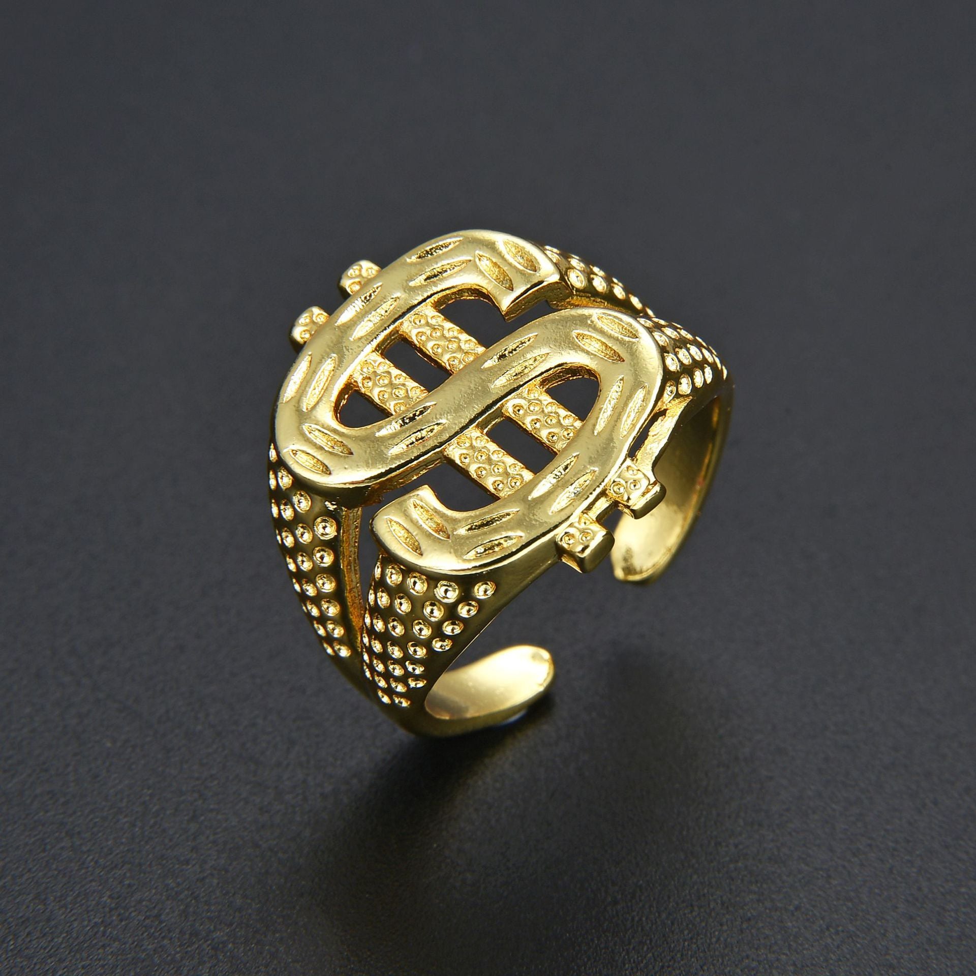 Wholesale Dollar Sign Open Adjustable Punk Ring