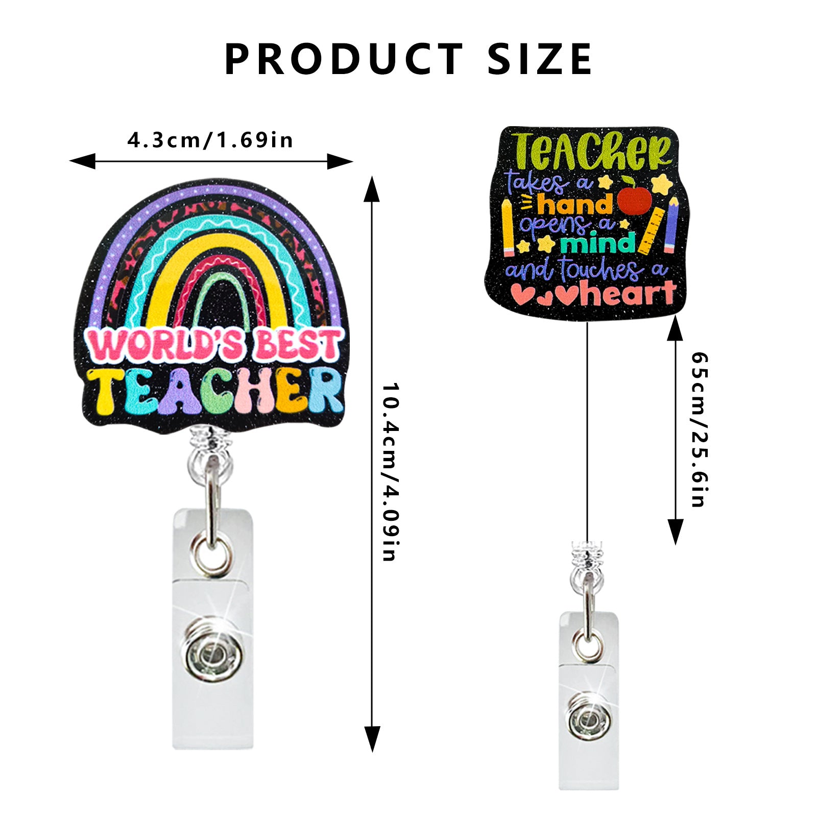 Wholesale Teacher Rainbow Acrylic Retractable Keychain