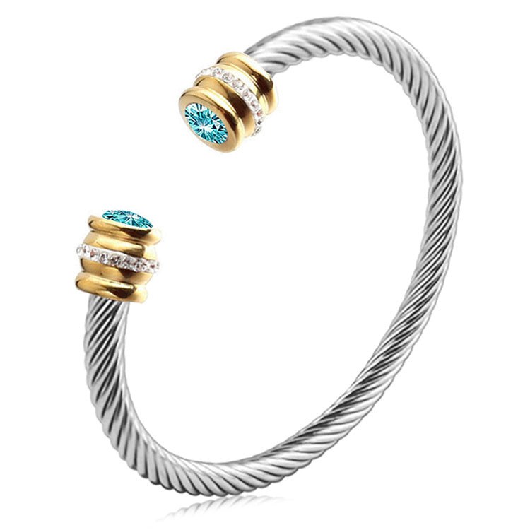 Wholesale Titanium Steel Colorful Diamond Bracelet