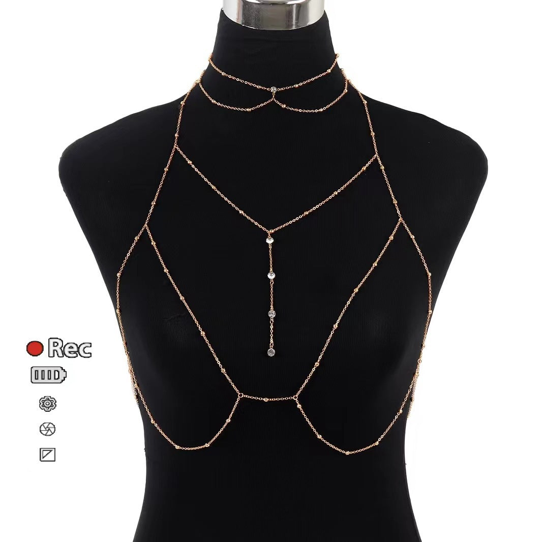 Wholesale Fashion Gold Body Chain Set For Women Trendy Collarbone Neck Leg Chain Jewelry Accessory Everyday Wear