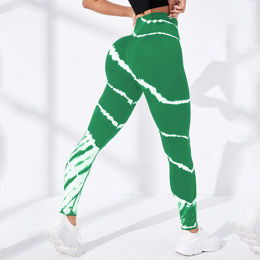 Wholesale Tie-dye Stripe Seamless Yoga Pants Hip-lifting Sports Running Fitness Pants Quick-drying Sports Pants