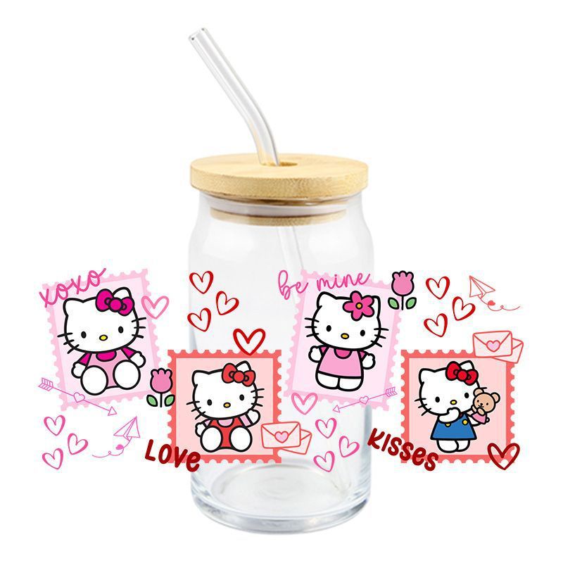 Wholesale 5pcs Cartoon Cute Cat 16oz Cup UV DTF Wraps OLY Exclusive