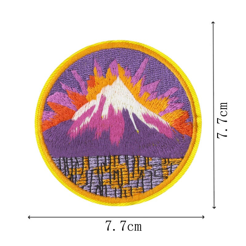 Wholesale Mountain Sunset Ocean Embroidered Iron On Patch Set Of 9 For Outdoor Camping Towel Bag Decorative Gift