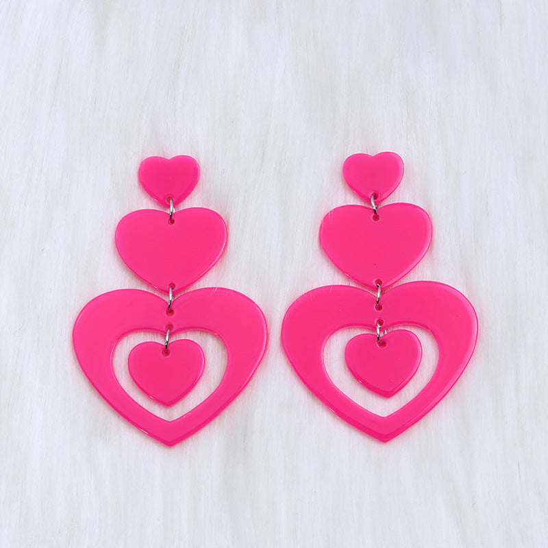Wholesale Valentine' s Day Acrylic Earrings Heart Splicing Earrings for Women