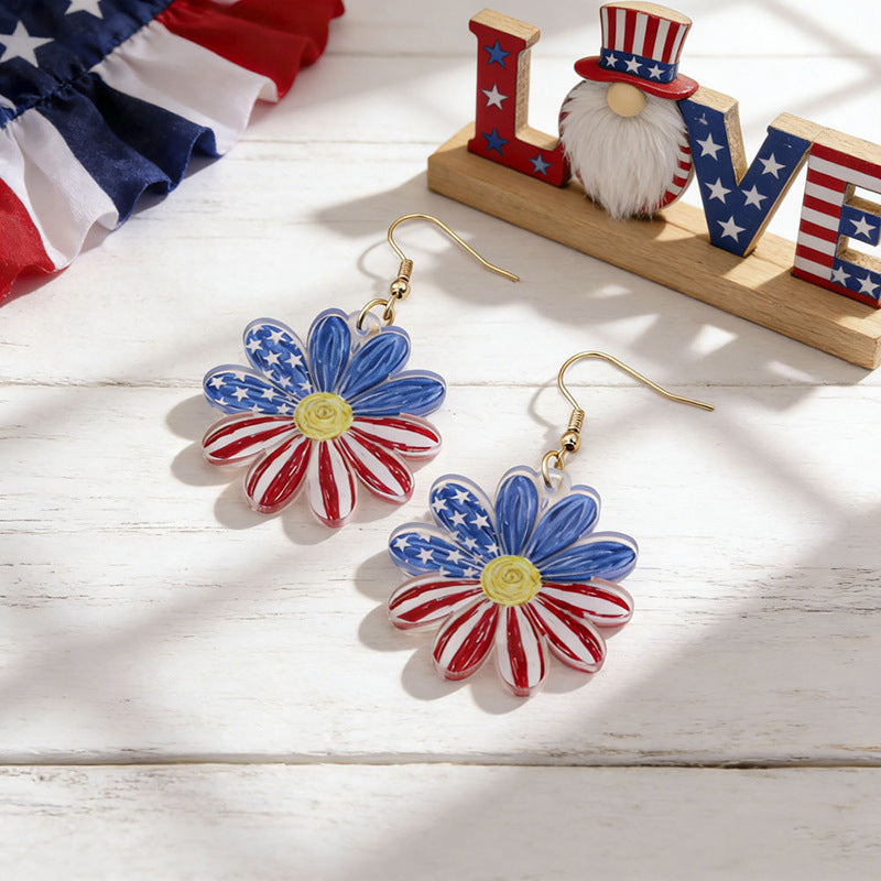 Wholesale Independence Day Anniversary Love Star Spangled Banner Acrylic Earrings