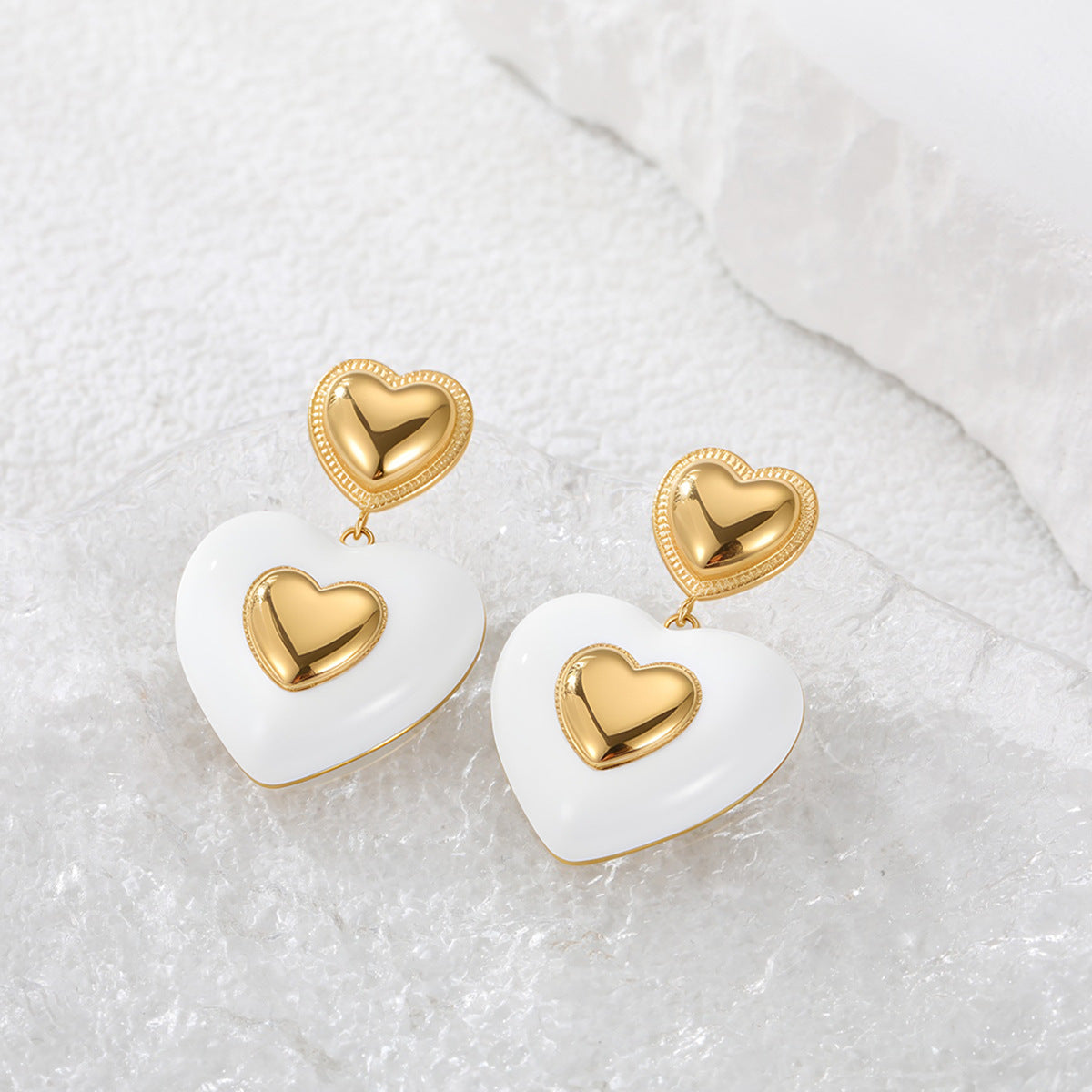 Wholesale Colorful Flower Love Countryside Stainless Steel Earrings