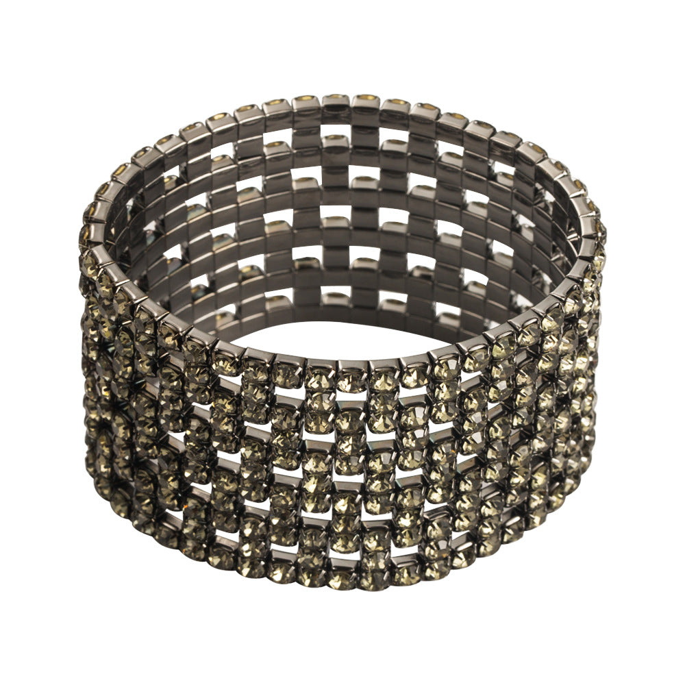 Wholesale hollow claw chain full diamond bracelet multi-row wide edge elastic bracelet