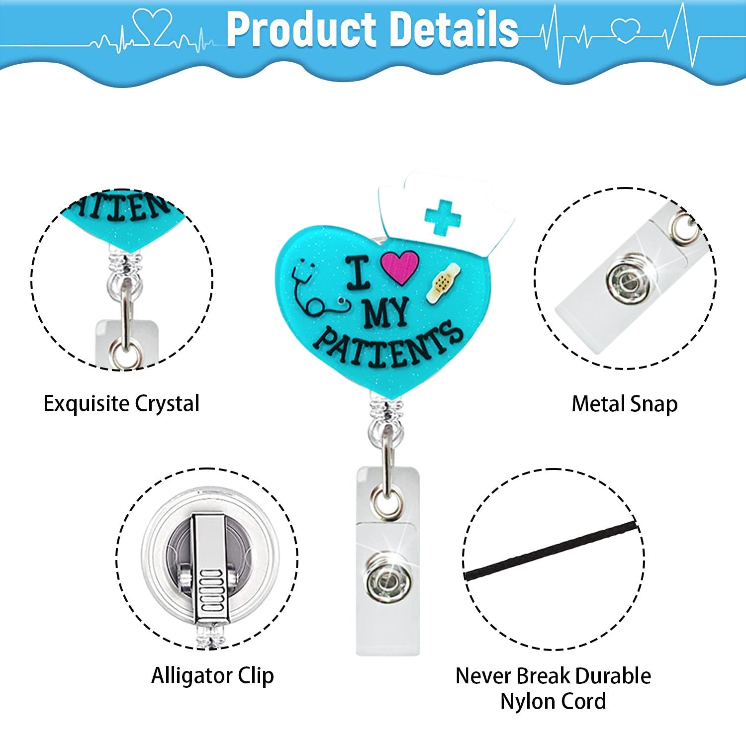 Wholesale Badge Reels Glitter Love Rainbow Medicine Bottle Badge Scroll ABS Retractable Keychain