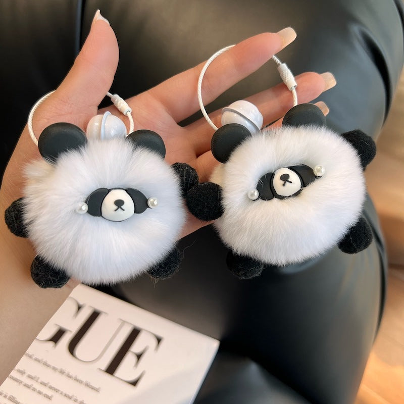 Wholesale Cute Little Panda Plush Ball Keychains