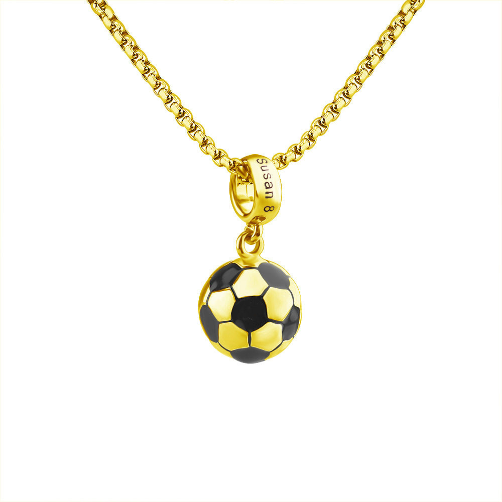 Wholesale Football engraved name stainless steel necklace
