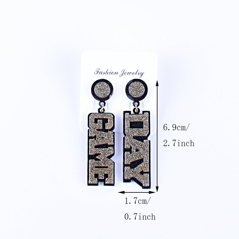 Wholesale Rugby English Letter Game Day Acrylic Earrings