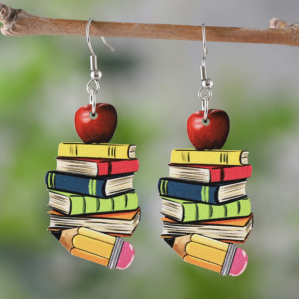 Wholesale Heart-shaped textbook earrings