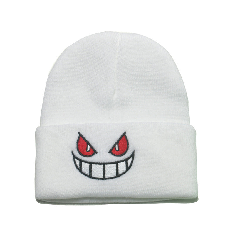 Wholesale Autumn and Winter Cartoon Big Mouth Red Eyes Embroidered Acrylic Knitted Hat