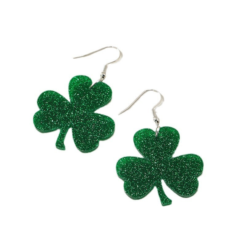 Wholesale St Patrick's Festival clover lucky grass acrylic Carnival holiday earrings for women