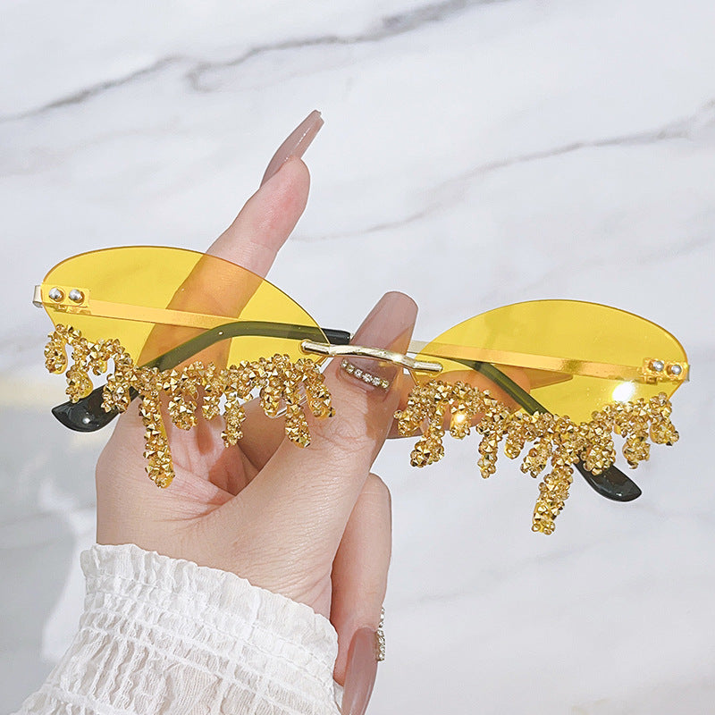 Wholesale Diamond Devil's Tears Handmade Diamond Sunglasses