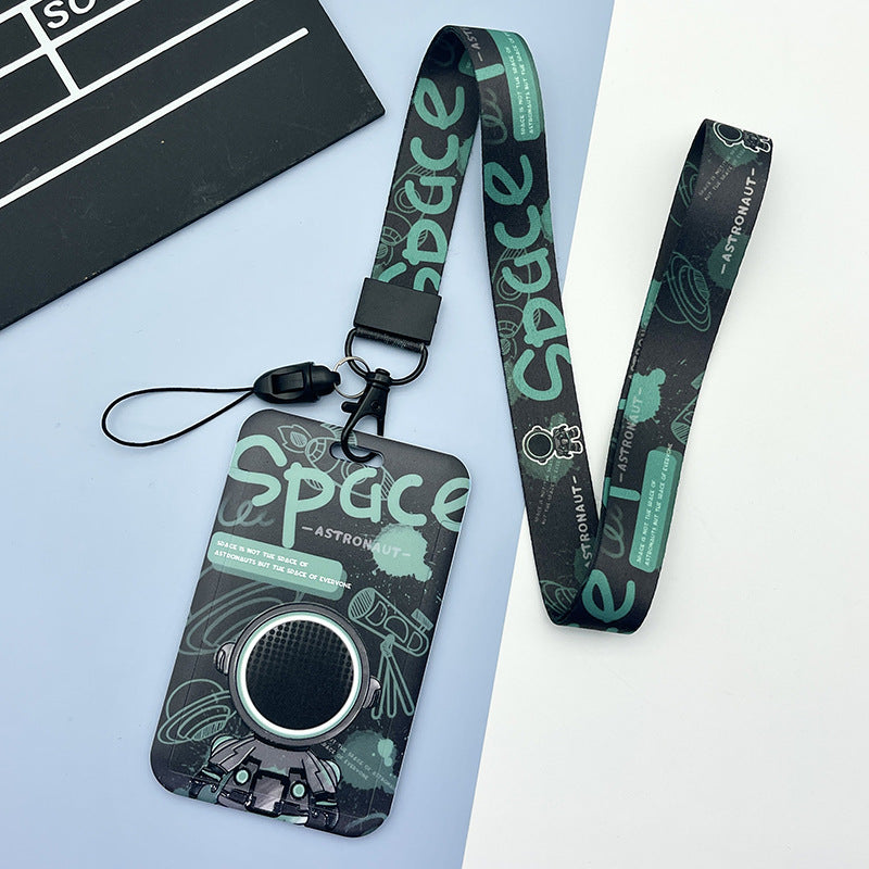 Wholesale Slide Embossed Cartoon Astronaut Protective Case with Long Rope