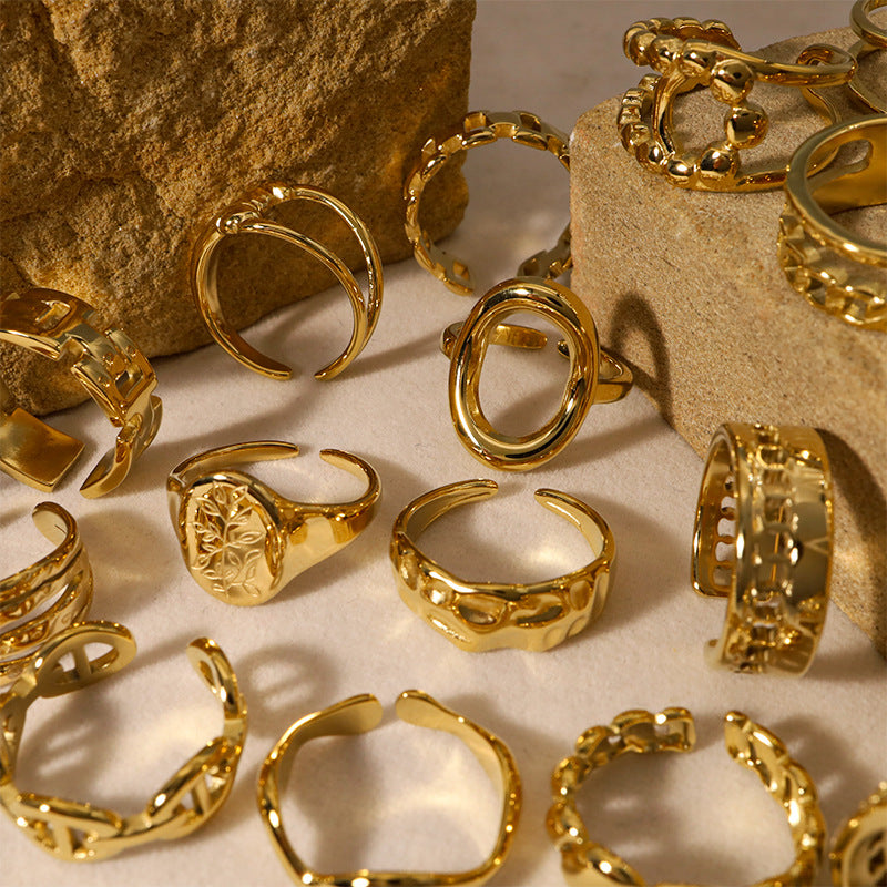 Wholesale French Style Titanium Steel Plated Non Ring